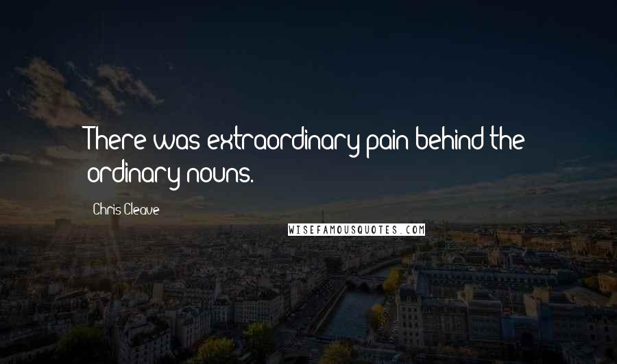 Chris Cleave Quotes: There was extraordinary pain behind the ordinary nouns.