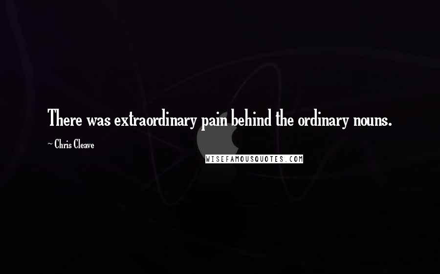 Chris Cleave Quotes: There was extraordinary pain behind the ordinary nouns.