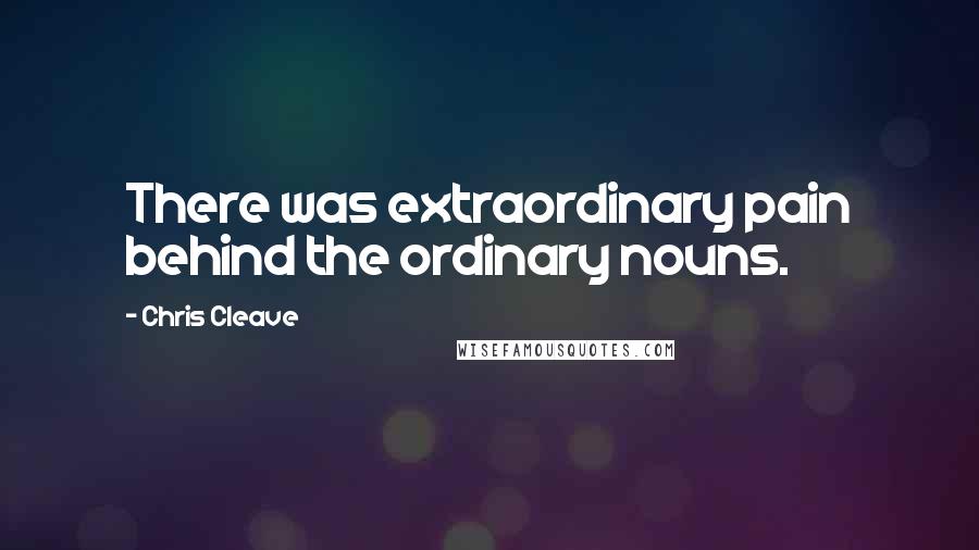 Chris Cleave Quotes: There was extraordinary pain behind the ordinary nouns.