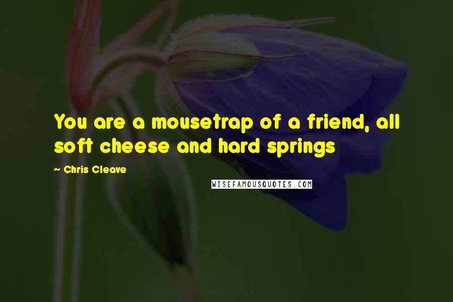 Chris Cleave Quotes: You are a mousetrap of a friend, all soft cheese and hard springs