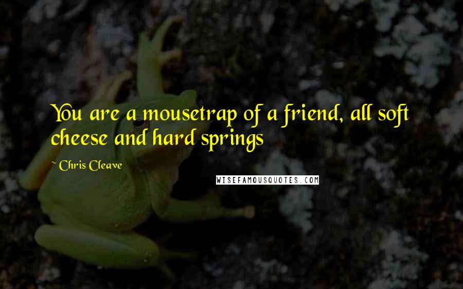 Chris Cleave Quotes: You are a mousetrap of a friend, all soft cheese and hard springs