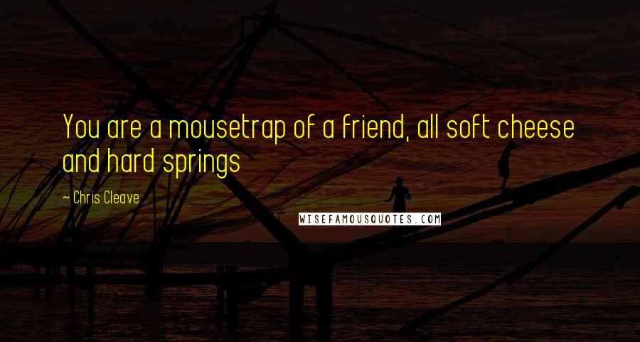 Chris Cleave Quotes: You are a mousetrap of a friend, all soft cheese and hard springs