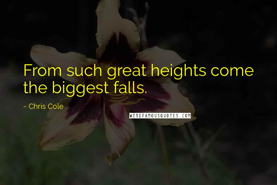Chris Cole Quotes: From such great heights come the biggest falls.