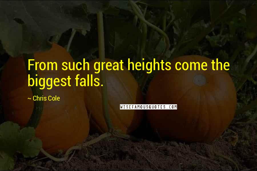 Chris Cole Quotes: From such great heights come the biggest falls.