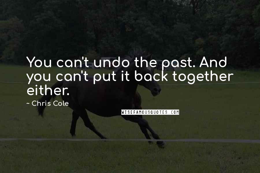 Chris Cole Quotes: You can't undo the past. And you can't put it back together either.