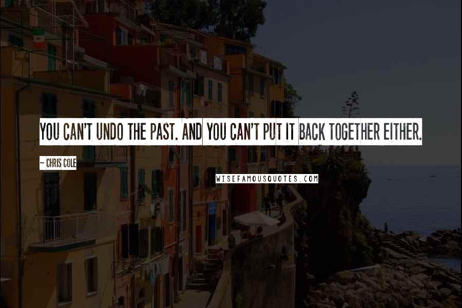 Chris Cole Quotes: You can't undo the past. And you can't put it back together either.
