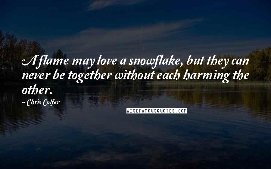 Chris Colfer Quotes: A flame may love a snowflake, but they can never be together without each harming the other.