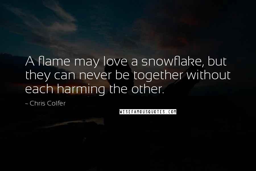 Chris Colfer Quotes: A flame may love a snowflake, but they can never be together without each harming the other.