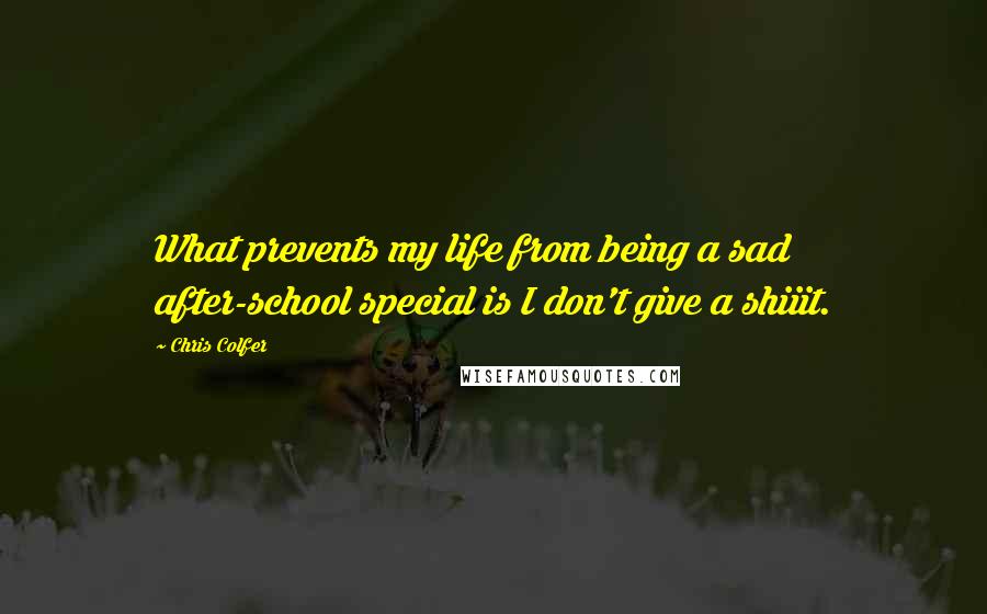 Chris Colfer Quotes: What prevents my life from being a sad after-school special is I don't give a shiiit.