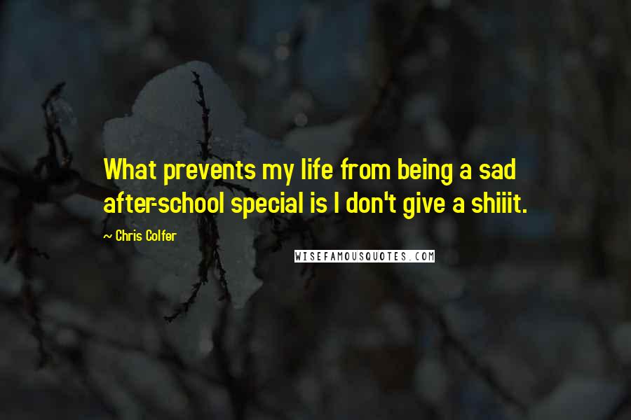 Chris Colfer Quotes: What prevents my life from being a sad after-school special is I don't give a shiiit.