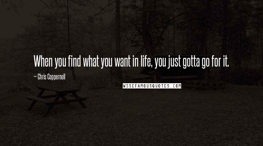 Chris Coppernoll Quotes: When you find what you want in life, you just gotta go for it.