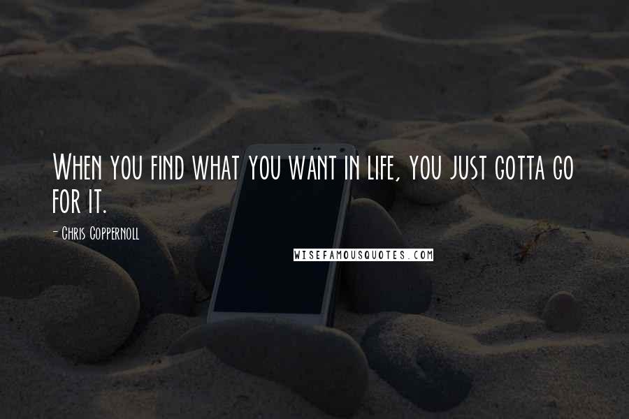 Chris Coppernoll Quotes: When you find what you want in life, you just gotta go for it.