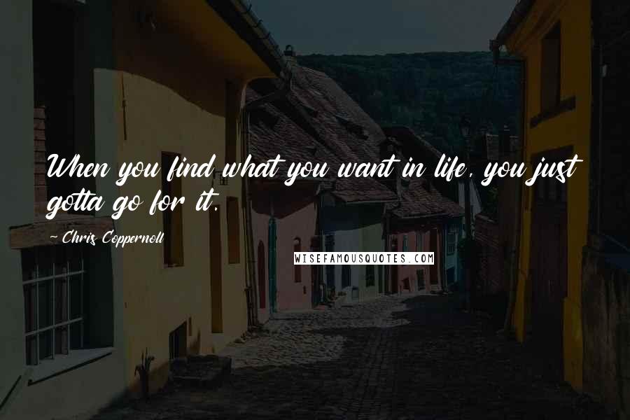 Chris Coppernoll Quotes: When you find what you want in life, you just gotta go for it.