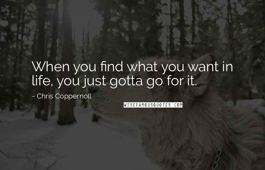 Chris Coppernoll Quotes: When you find what you want in life, you just gotta go for it.