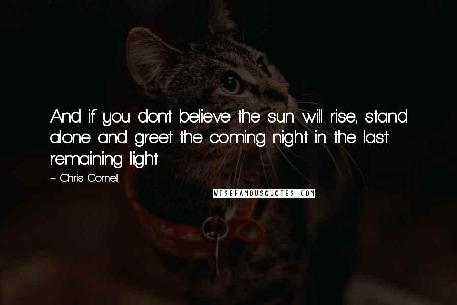 Chris Cornell Quotes: And if you don't believe the sun will rise, stand alone and greet the coming night in the last remaining light.
