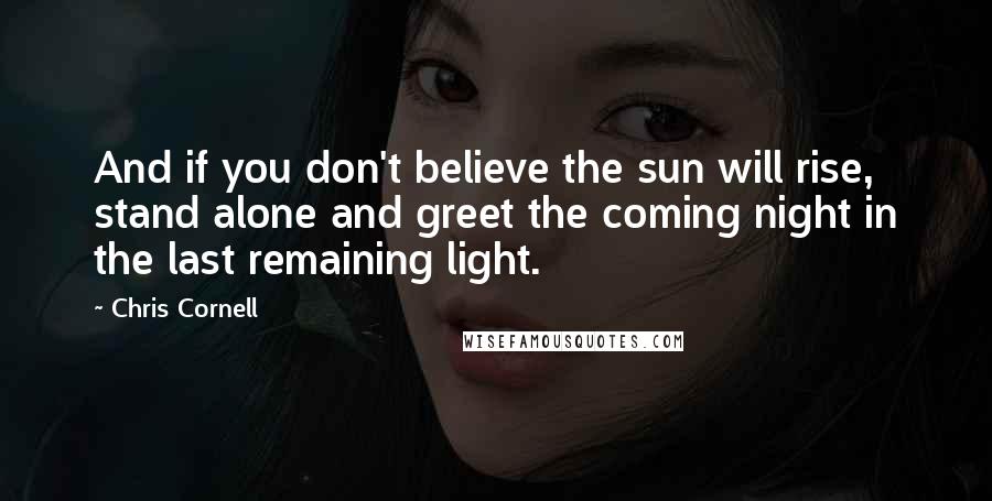 Chris Cornell Quotes: And if you don't believe the sun will rise, stand alone and greet the coming night in the last remaining light.