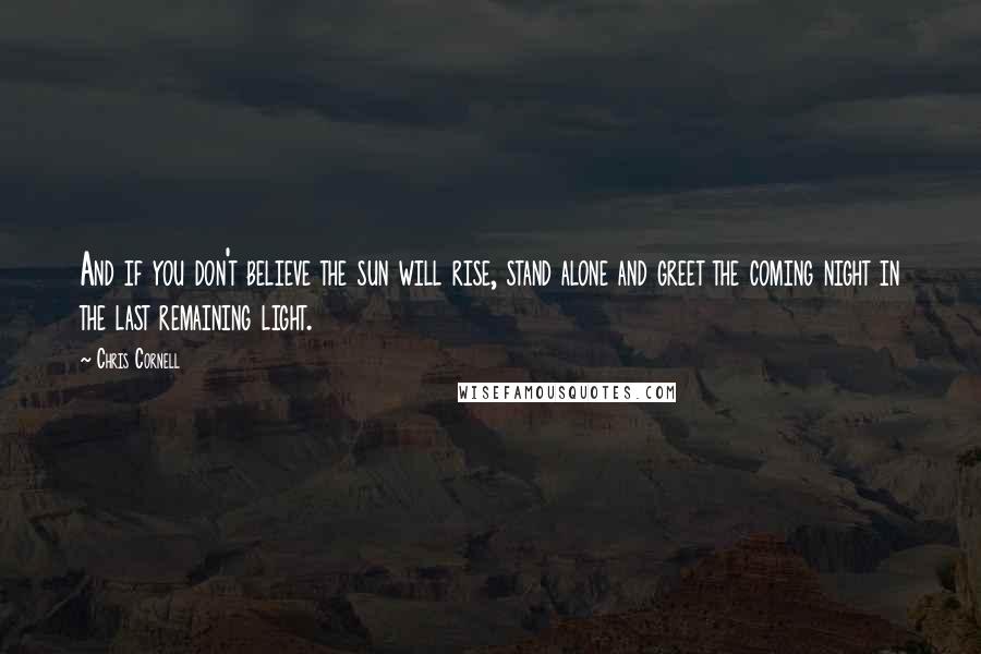 Chris Cornell Quotes: And if you don't believe the sun will rise, stand alone and greet the coming night in the last remaining light.