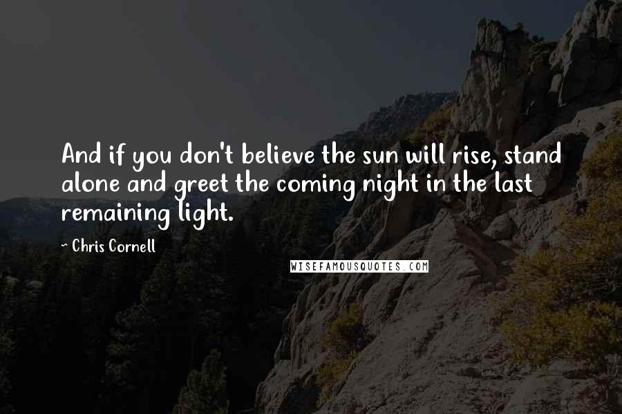 Chris Cornell Quotes: And if you don't believe the sun will rise, stand alone and greet the coming night in the last remaining light.