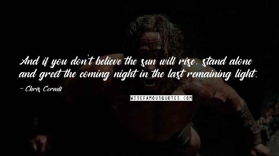 Chris Cornell Quotes: And if you don't believe the sun will rise, stand alone and greet the coming night in the last remaining light.