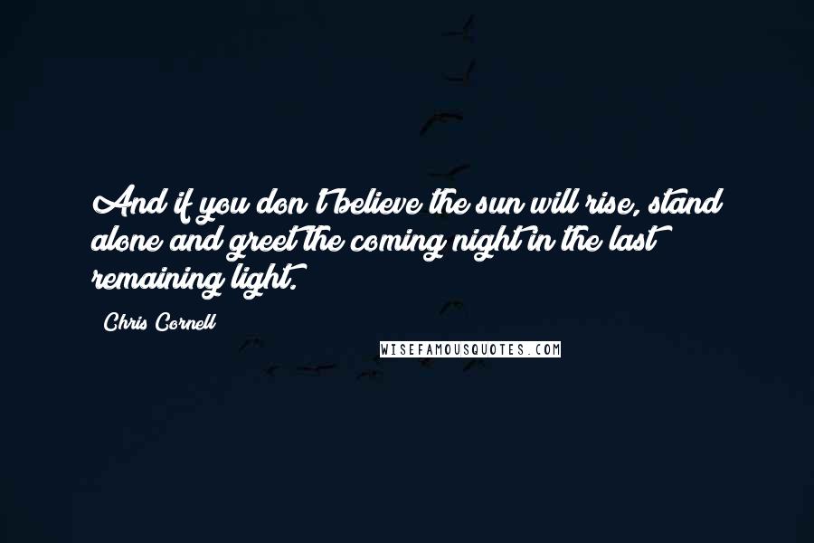 Chris Cornell Quotes: And if you don't believe the sun will rise, stand alone and greet the coming night in the last remaining light.