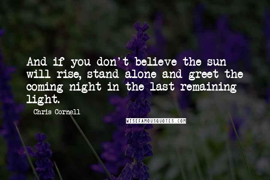 Chris Cornell Quotes: And if you don't believe the sun will rise, stand alone and greet the coming night in the last remaining light.