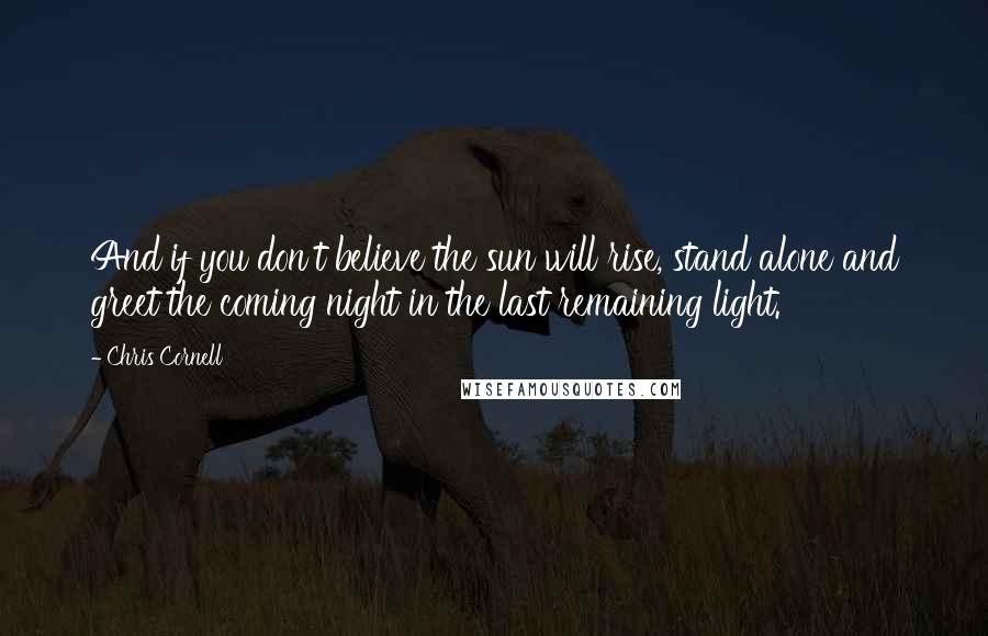 Chris Cornell Quotes: And if you don't believe the sun will rise, stand alone and greet the coming night in the last remaining light.