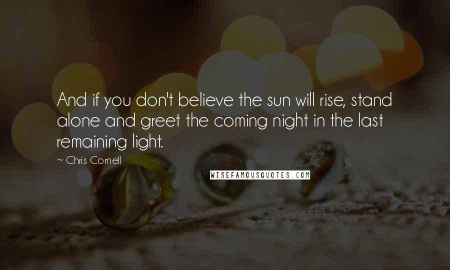 Chris Cornell Quotes: And if you don't believe the sun will rise, stand alone and greet the coming night in the last remaining light.