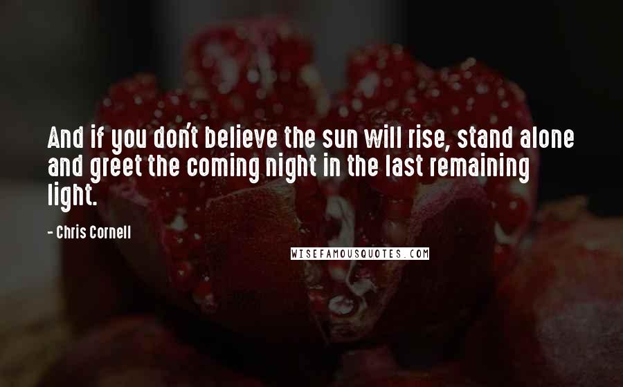 Chris Cornell Quotes: And if you don't believe the sun will rise, stand alone and greet the coming night in the last remaining light.