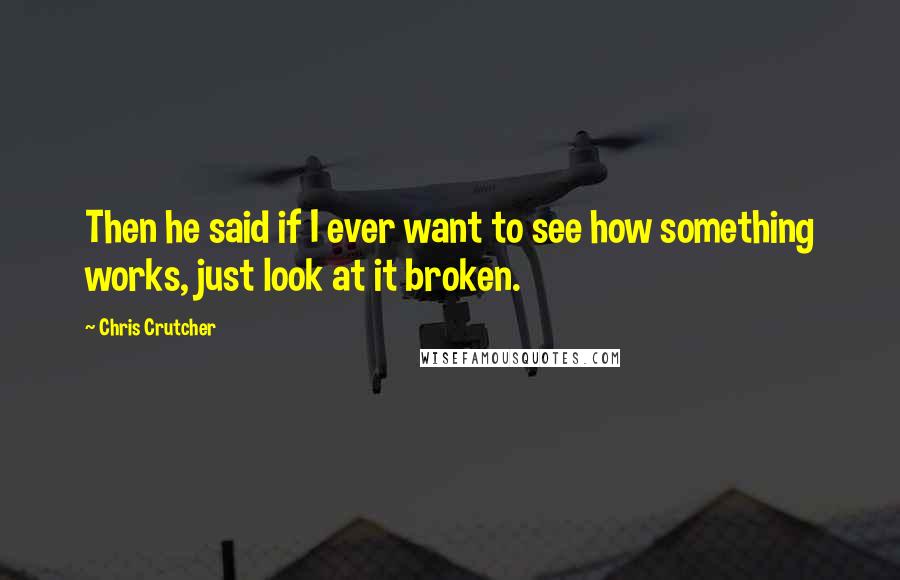 Chris Crutcher Quotes: Then he said if I ever want to see how something works, just look at it broken.