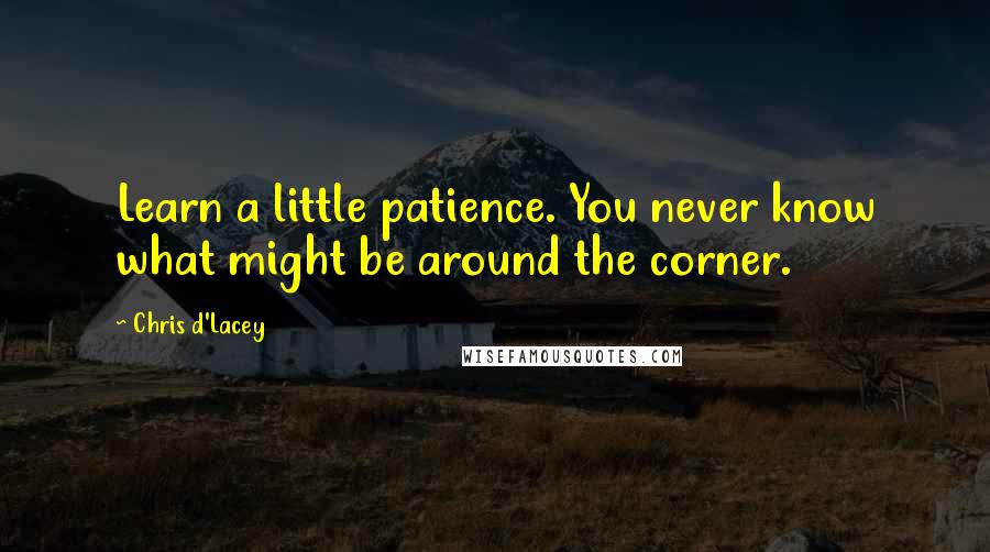 Chris D'Lacey Quotes: Learn a little patience. You never know what might be around the corner.