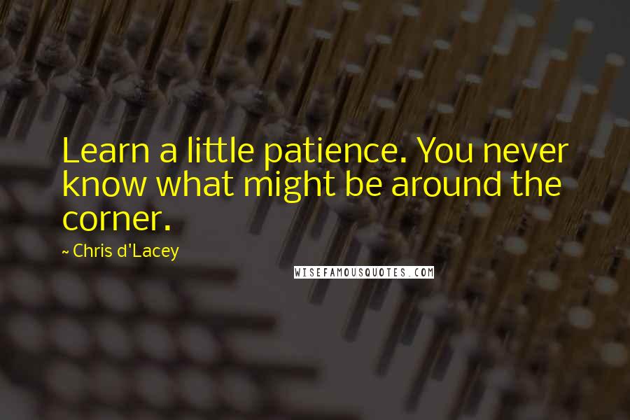 Chris D'Lacey Quotes: Learn a little patience. You never know what might be around the corner.