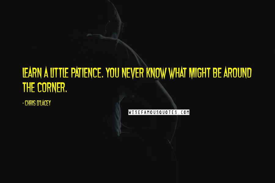 Chris D'Lacey Quotes: Learn a little patience. You never know what might be around the corner.