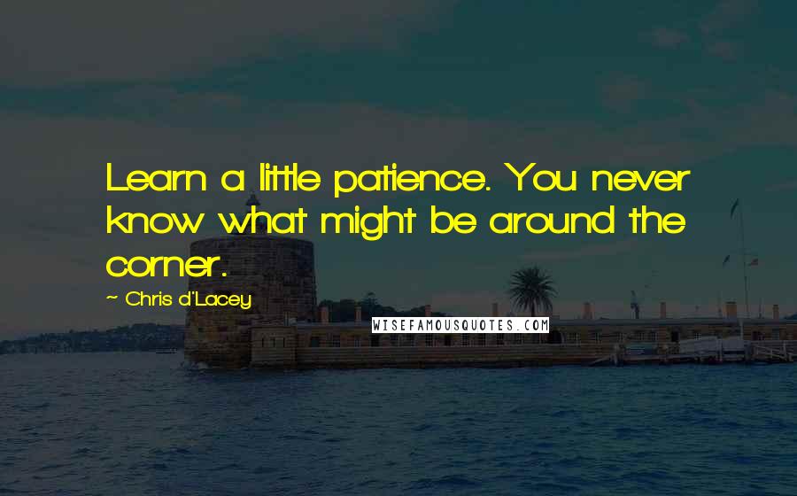 Chris D'Lacey Quotes: Learn a little patience. You never know what might be around the corner.