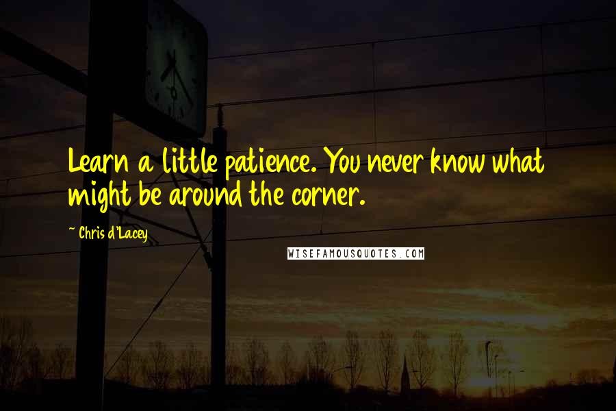 Chris D'Lacey Quotes: Learn a little patience. You never know what might be around the corner.