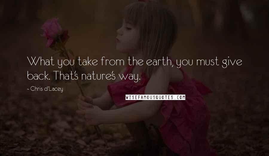 Chris D'Lacey Quotes: What you take from the earth, you must give back. That's nature's way.