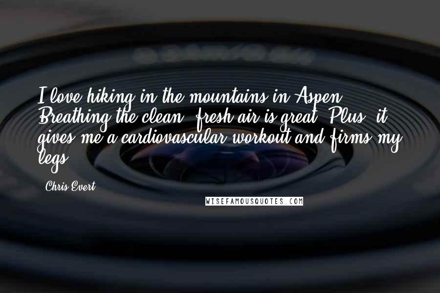 Chris Evert Quotes: I love hiking in the mountains in Aspen. Breathing the clean, fresh air is great. Plus, it gives me a cardiovascular workout and firms my legs.