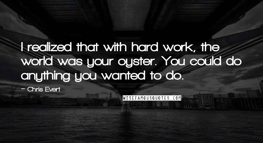 Chris Evert Quotes: I realized that with hard work, the world was your oyster. You could do anything you wanted to do.