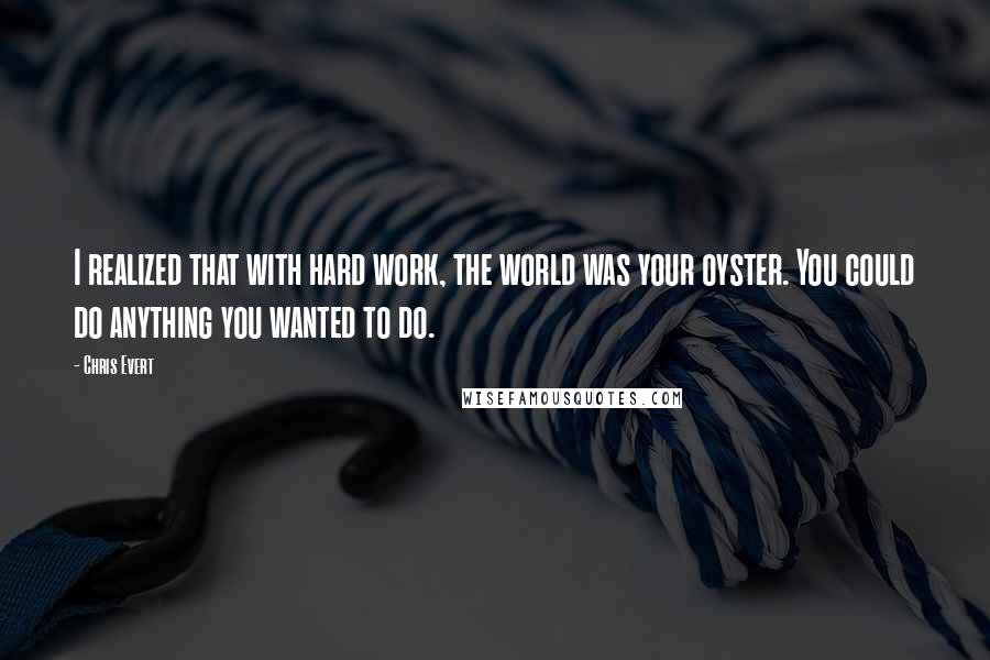 Chris Evert Quotes: I realized that with hard work, the world was your oyster. You could do anything you wanted to do.