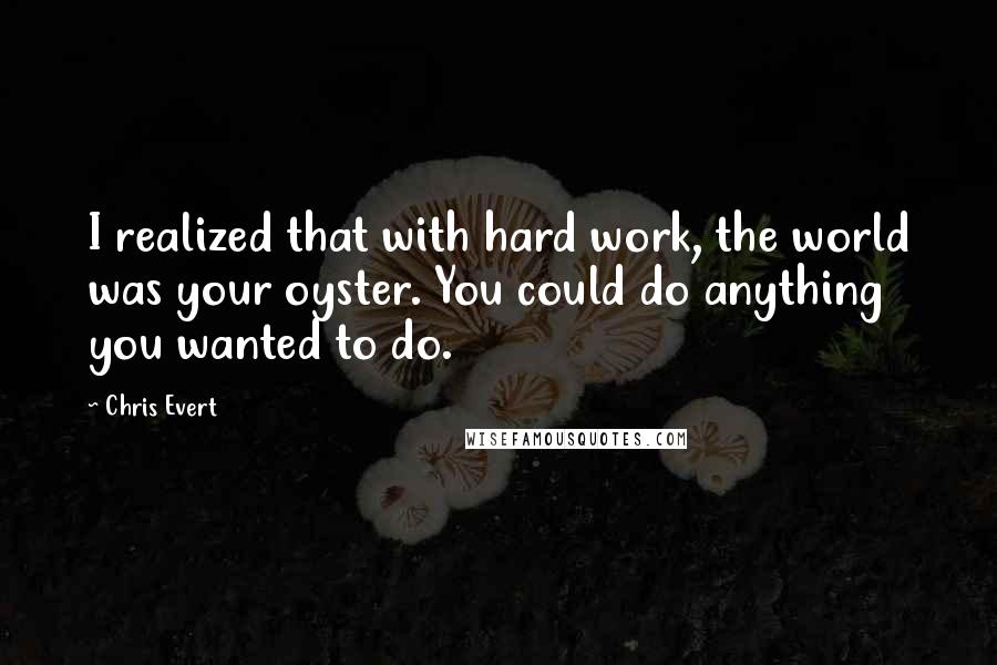 Chris Evert Quotes: I realized that with hard work, the world was your oyster. You could do anything you wanted to do.