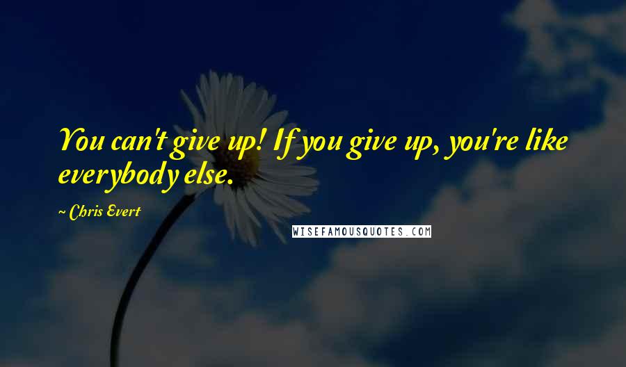 Chris Evert Quotes: You can't give up! If you give up, you're like everybody else.