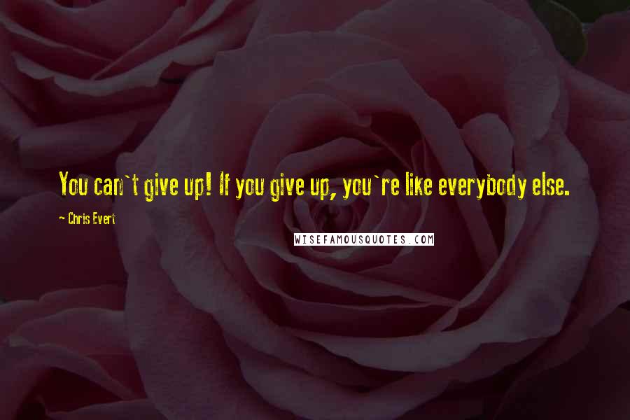 Chris Evert Quotes: You can't give up! If you give up, you're like everybody else.
