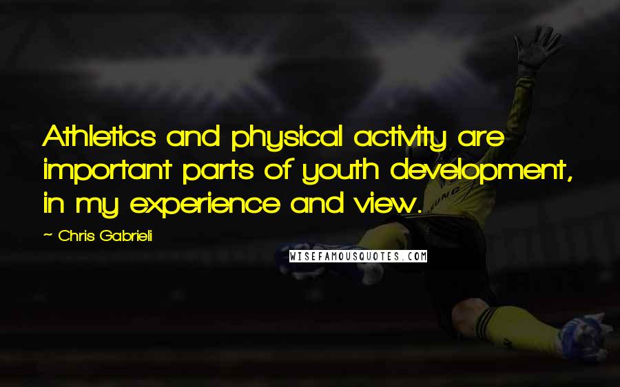 Chris Gabrieli Quotes: Athletics and physical activity are important parts of youth development, in my experience and view.