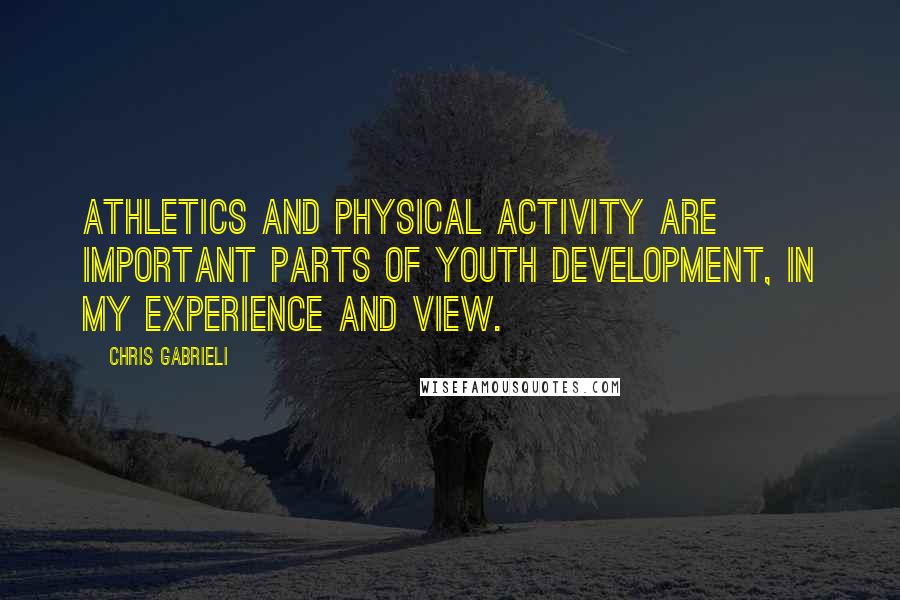 Chris Gabrieli Quotes: Athletics and physical activity are important parts of youth development, in my experience and view.