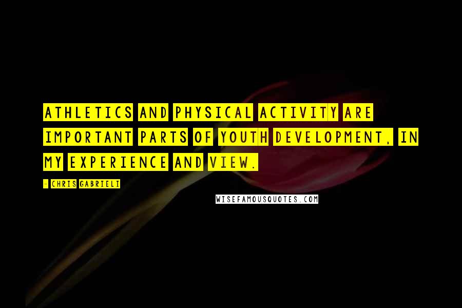 Chris Gabrieli Quotes: Athletics and physical activity are important parts of youth development, in my experience and view.