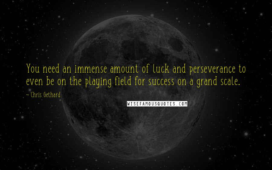 Chris Gethard Quotes: You need an immense amount of luck and perseverance to even be on the playing field for success on a grand scale.