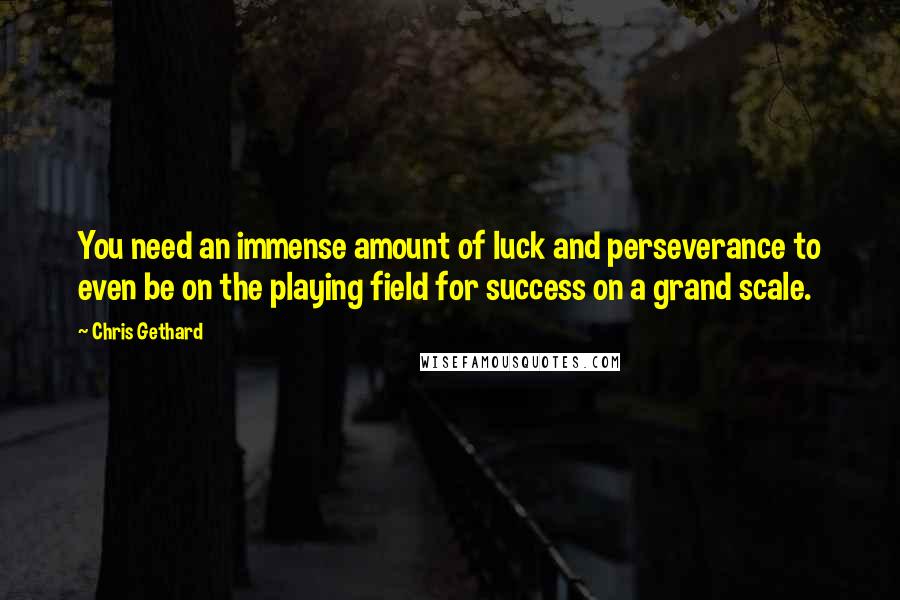 Chris Gethard Quotes: You need an immense amount of luck and perseverance to even be on the playing field for success on a grand scale.