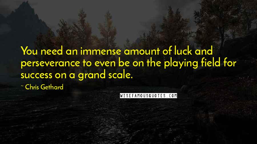 Chris Gethard Quotes: You need an immense amount of luck and perseverance to even be on the playing field for success on a grand scale.