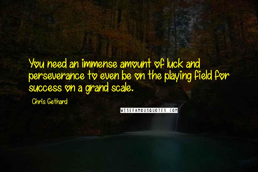 Chris Gethard Quotes: You need an immense amount of luck and perseverance to even be on the playing field for success on a grand scale.