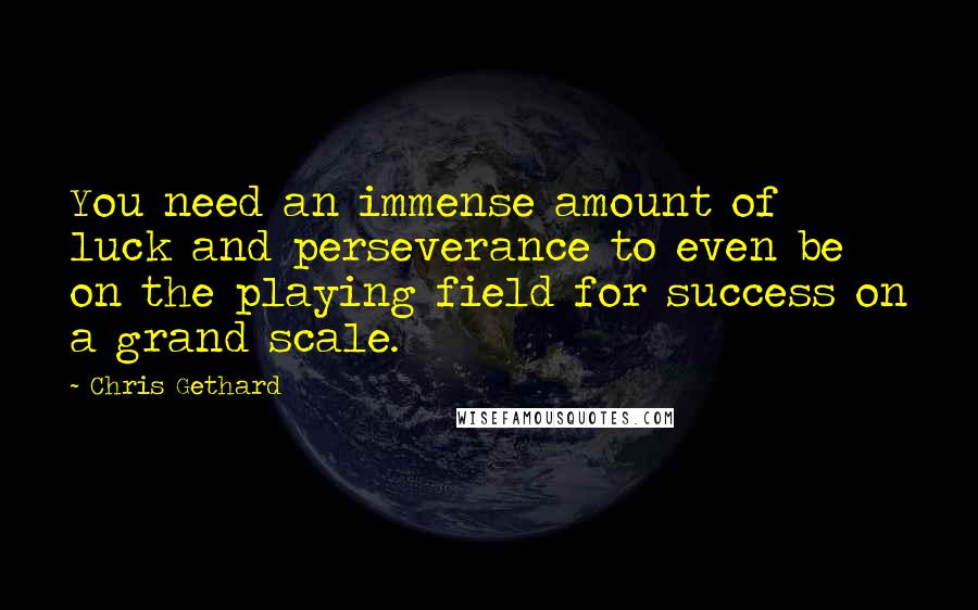 Chris Gethard Quotes: You need an immense amount of luck and perseverance to even be on the playing field for success on a grand scale.