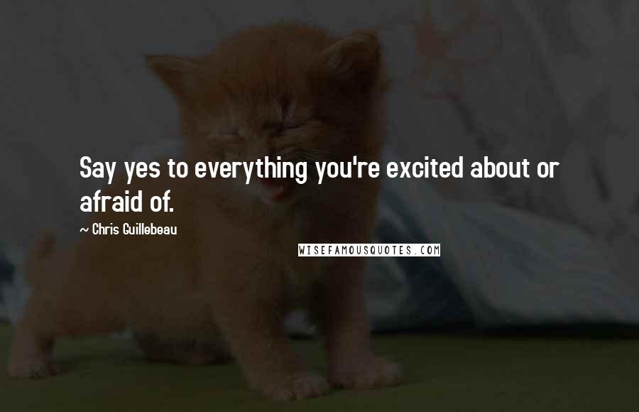 Chris Guillebeau Quotes: Say yes to everything you're excited about or afraid of.